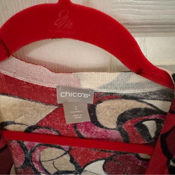 Chicos Red, Tan, Black Cardigan Size 2 - Picture 3 of 3